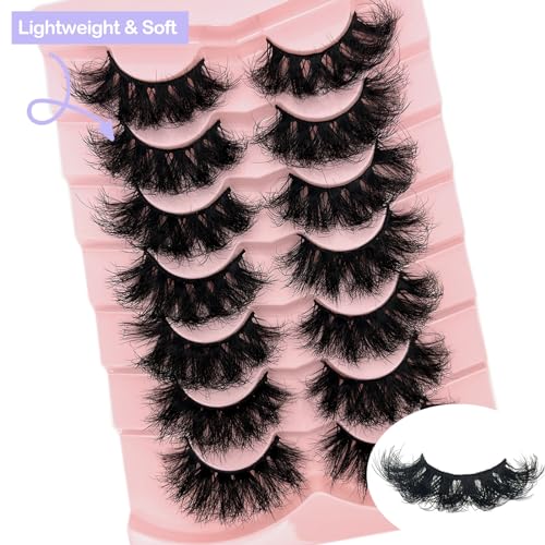 Dramatic Lashes Mink Long 20mm 25mm Faux Mink False Strip Lashes Wispy Flase Eyelashes Natural Look D Curl Volume Full Eyelashes Pack