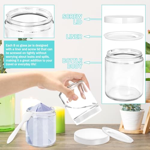 2 Pack 8oz Glass Jars with Lids & Spatulas