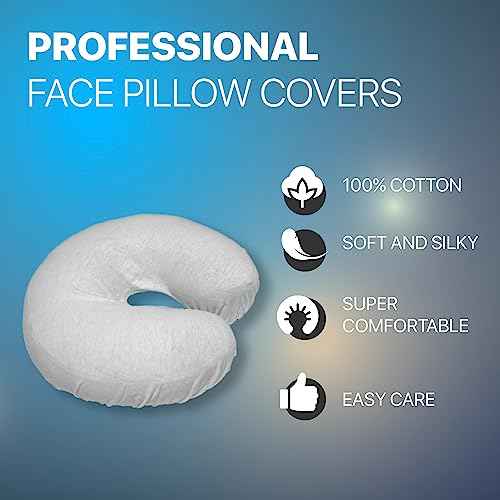Acuforce Massage Face Rest Cradle Cover Patented Face Pillow Covers | 100% Cotton & Seamless | Crescent Cover Fits Massage Table & Chair Cushions (5 Pack, White)