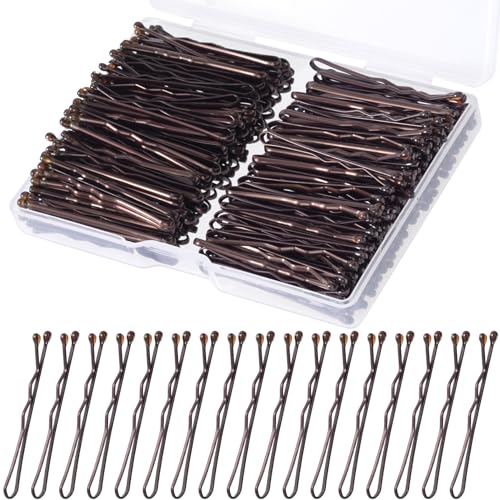 200 Pcs Mini Brown Hair Bobby Pins - Sturdy Wavy Hair Clips
