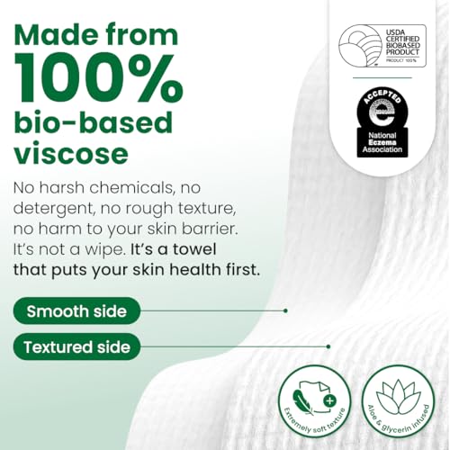 Sensitive Skin Facial Wipes XL, 50 Count Ultra-Soft Disposable Towels