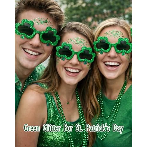 Green Face Body Glitter Stick,Waterproof Shimmer Irish St Patrick's Day Outfit Accessories for Women,Mardi Gras Rave Singer Concert Festival Mermaid Sequins Chunky Hair Glitter Paint Makeup
