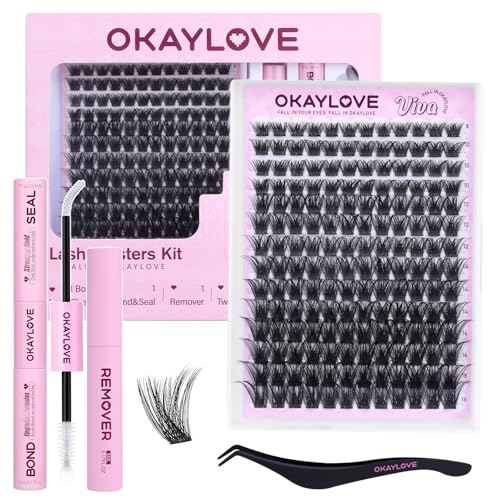 OKAYLOVE Fluffy Lash Clusters 8-18mm DIY Volume Extensions Kit