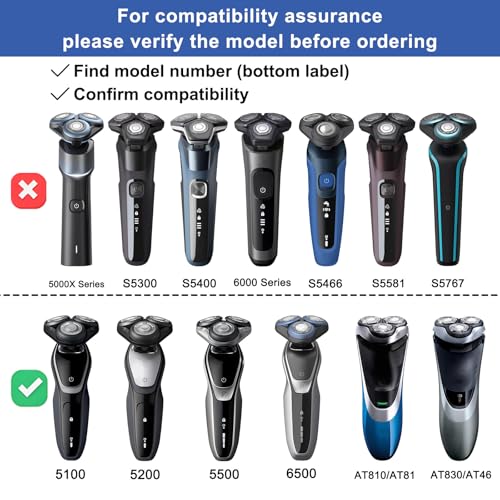 SH50 Replacement Heads Compatible with Philips Norelco Series 5000, SH50 Replacement Blades for Philips Norelco Shaver, HQ8 Heads