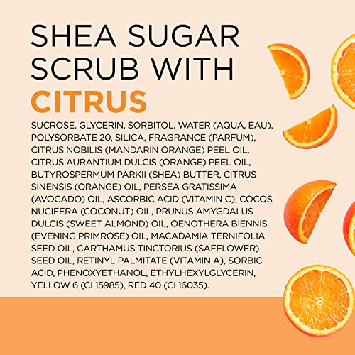 Dr Teal's Shea Sugar Body Scrub, Citrus with Essential Oils & Vitamin C, 19 oz (Pack of 3) (Packaging May Vary)