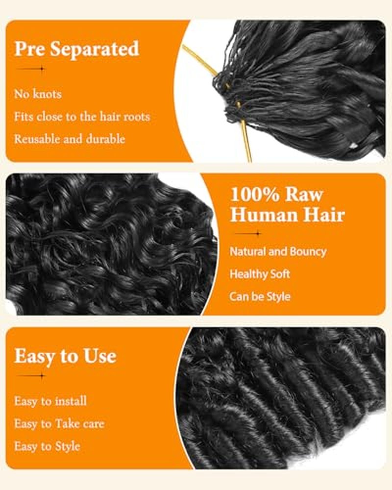 16" Burmese Curly Crochet Hair Extensions - Human Hair, Pre-Looped