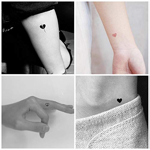 Red Black Heart Temporary Tattoos Waterproof Stickers