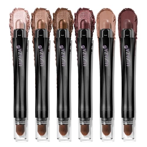 LUXAZA PRO Neutral Eyeshadow Stick Makeup Set, Metallic Shimmer Matte Cream Eye Shadow Eyeliner Brightener Pencil Crayon - Classic 6PCS A008