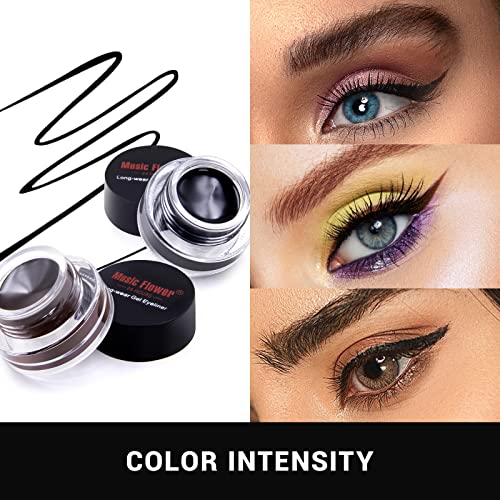Music Flower Gel Eyeliner Waterproof - Black & Brown Duo