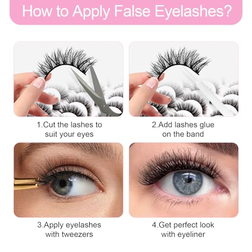 Azenlo Faux Mink False Eyelashes 48 Pairs 14mm Wispy