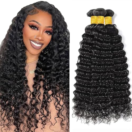 Deep Wave Hair Bundles 28-30 Inch Brazilian Virgin Human Hair