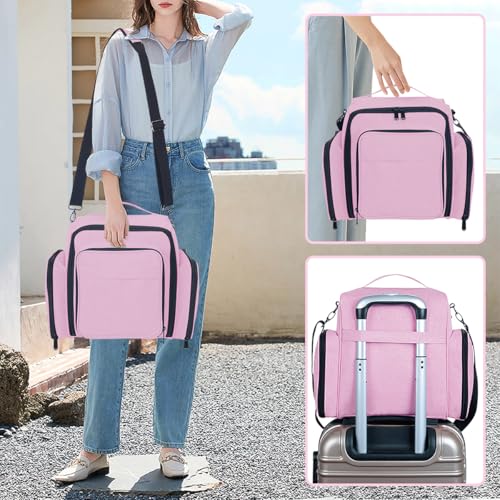 Large Makeup Bag Cosmetic Case Organizer with 3 Inner Removable Pouches Multifunctional Travel Train Storage,Pink