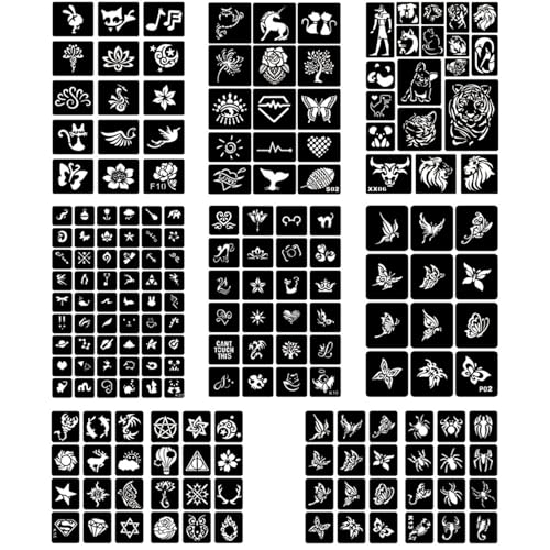 Temporary Tattoo Stencils Kit, 622+ Designs, 20 Sheets