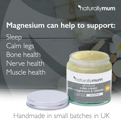 NaturallyMum - Calm Cream with Magnesium and Vitamin D3 [4 Fl Oz] - Magnesium and Vitamin D Lotion - Magnesium D3 Cream - Calming Cream Magnesium and Vitamin D - Turmeric & Arnica Cream - Unscented