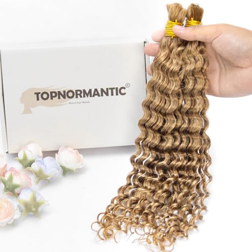 Topnormantic 12A Brazilian Virgin Human Braiding Hair - 16 Inch Boho Curly Honey Blonde