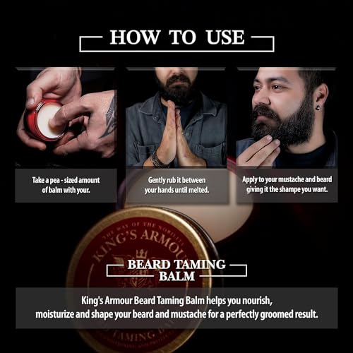 King's Armour Luxury Beard Balm for Men | Argan, Jojoba & Almond Oil | Shape, Soften & Moisturize with Noble Precision | 50ml Premium Grooming Balm - 50 ml (1.69 Fl Oz)