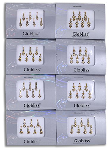 6-Pack Long Indian Bindis Face Gems Sticker Set