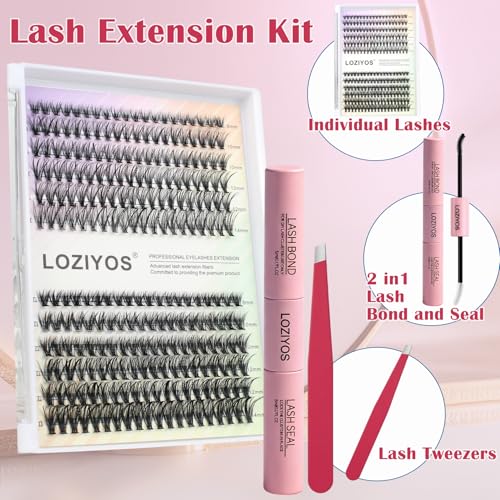 Clusters Kit Wispy Eyelash Cluster Natural DIY Lash Extension Kit 8-14mm 30D 40D Individual Lashes Kit with Lash Bond and Seal Waterproof Lash Tweezers for Self Use (30D&40D£¬8-14mm,Kit)