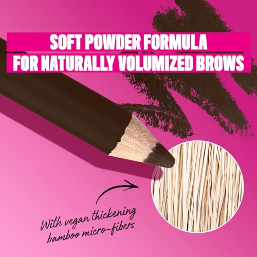 NYX Powder Louder Brow Pencil in 08 Deep Brown - 0.04 oz, vegan, 12HR Wear