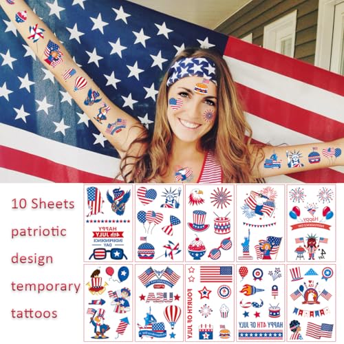 70 Pcs 4th of July Temporary Tattoos - Patriotic Party Favors