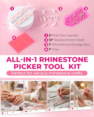 Rhinestone Picker Tool Kit - 2 Pens, 12 Tips & Storage