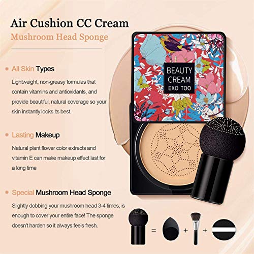 NUIBO Air Cushion CC Cream Foundation with Mushroom Sponge - 2 Pack