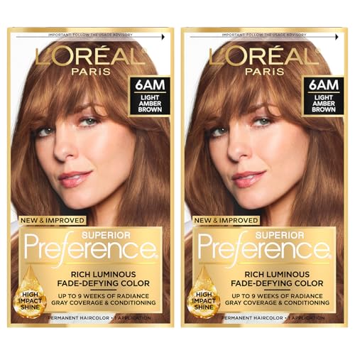 L'Oreal Paris Superior Preference 6AM Light Amber Brown Hair Color Kit (Pack of 2)