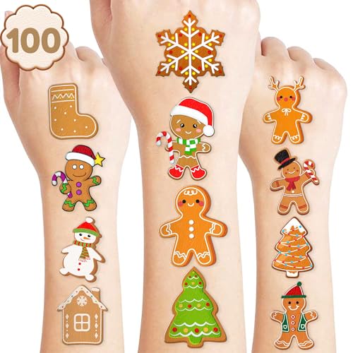 Gingerbread Man Temporary Tattoos - 10 Sheets (100 PCS)