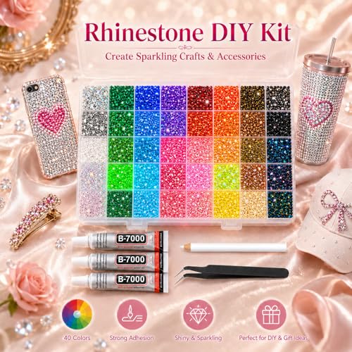 40000Pcs Resin Rhinestones Bedazzler Kit 3mm 40 Colors