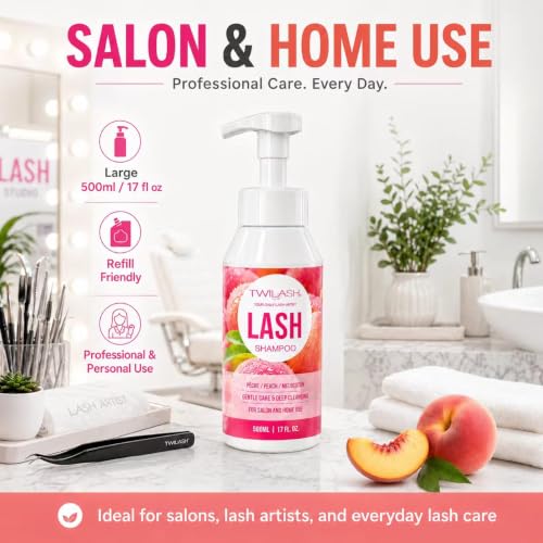 TWILASH Lash Shampoo 500ml - Gentle Foam Cleanser for Extensions