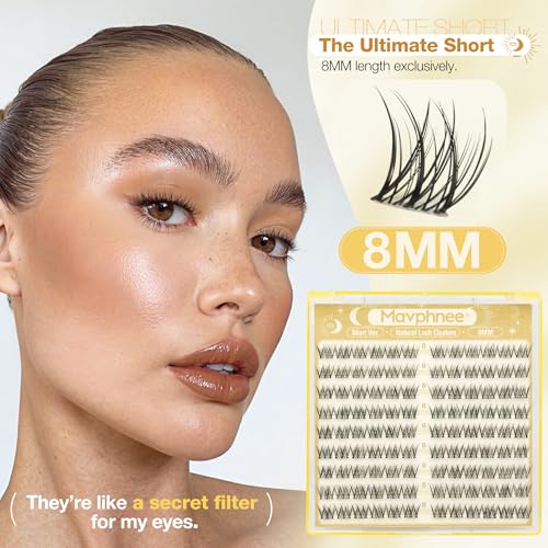 Mavphnee 8mm Lash Clusters Natural Clear Band CC Curl 108PCS (Natural)