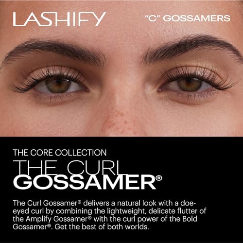 Lashify Curl 10mm Gossamer DIY Eyelash Extensions Refill, Black, Easy False Eyelashes for a Natural Look