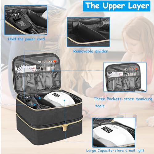 Nail Polish Organizer Case - Holds 30 Bottles & UV Lamp