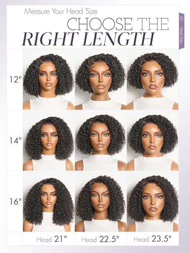 12 Inch LUVME Wet and Wavy Water Wave Short Curly Bob Wig with 5x5 Lace Closure, Side Part, Human Hair