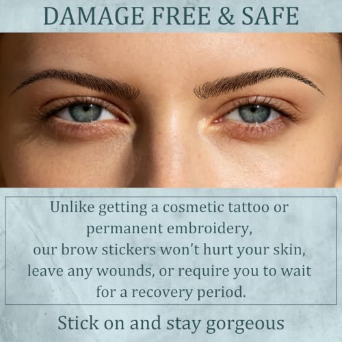 Waterproof Eyebrow Tattoo Stickers - 66 Pairs 4D Hair-Like Black Brows