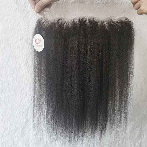 100 Real Soft Brazilian Hair Pre Plucked Full Lace Frontals Kinky Straight Human Hair Pieces 18 Inch 1B Natural Color Ear To Ear 13X4 Lace Frontal Closure With Natural Hairline