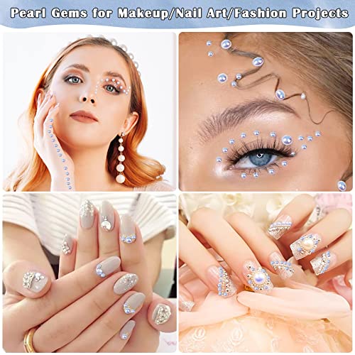 12900pcs Half Pearl Beads Assorted Sizes with Craft Glue
