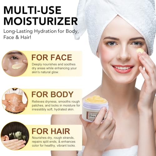 100% Pure & Nature Shea Butter - 4.2 oz Moisturiser Deep Hydration Nourishment Nourishing Vitamins Non-greasy Raw Shea Butter For All Skin Types Body & Hair Type