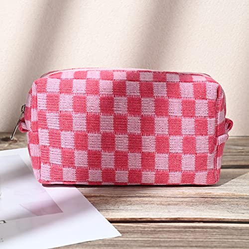 2-Pack Checkered Makeup Bag Large Canvas Travel Cosmetic Organizer