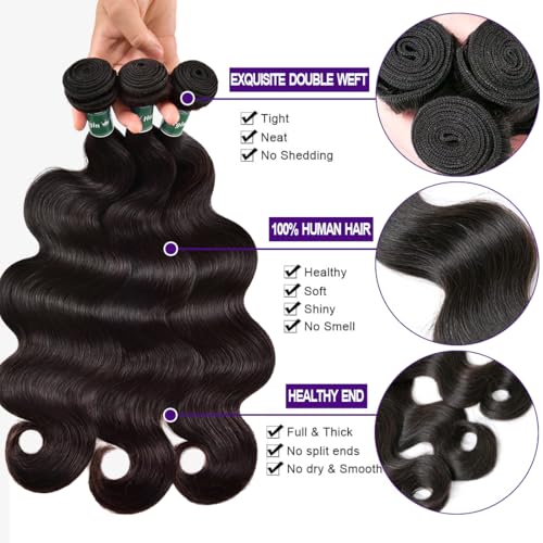 Brazilian Virgin Hair Bundles 18 20 22 Inch Body Wave