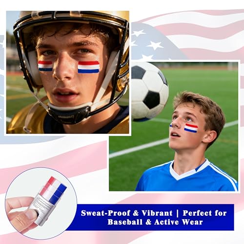 Red White and Blue Eye Black Face Paint - 4th of July Patriot Makeup