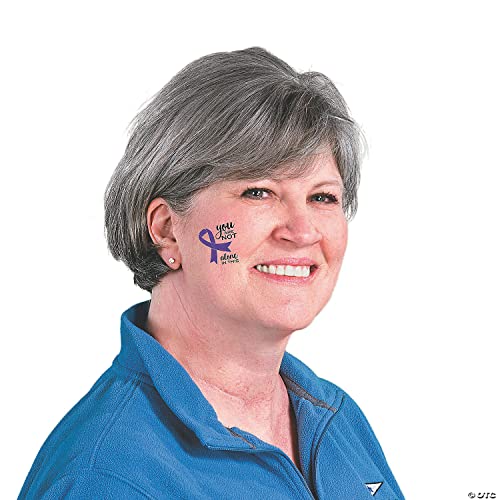 Purple Ribbon Temporary Tattoos 72-Pack - Glitter Design