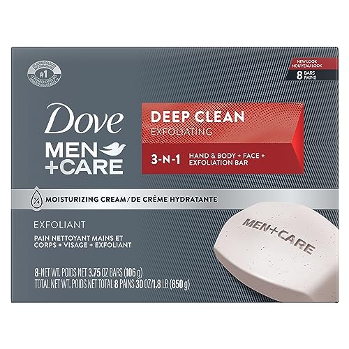 DOVE MEN + CARE Deep Clean Bar Soap and Eucalyptus + Cedar Oil Body Wash Bundle, 8 Pack 3.75oz Bar Soap and 26oz Body Wash