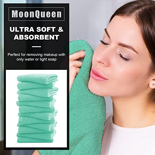 MOONQUEEN 30 Pack Microfiber Face Towel - Premium Soft Makeup Remover Cloths (White-Grey, 30 Pack)