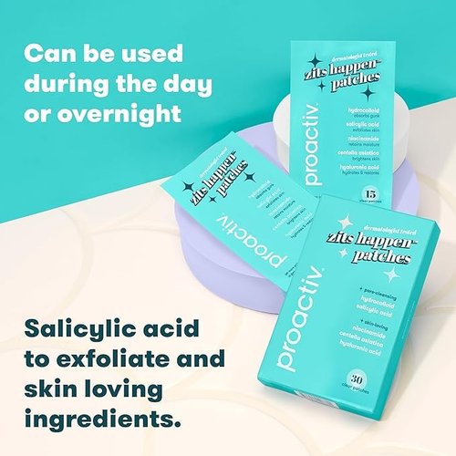 Proactiv 3 Step Acne Treatment w/ Pimple Patches - Benzoyl Peroxide Face Wash, Repairing Acne Spot Treatment for Face and Body, Exfoliating Toner - 90 Day Complete Acne Skin Care Kit + Pimple Patches
