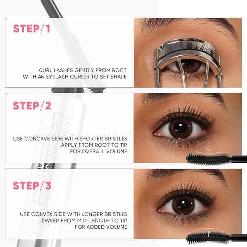 JUDYDOLL No-Drooping Volume Mascara Black, 40h Long-lasting, Smudge-Proof, Clump-Free, Waterproof Volumizing Mascara, Infused with Squalane, Strengthen and Protect Lashes