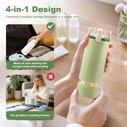 4-in-1 Travel Dispenser Bottles Set – Leak-Proof Refillable Toiletry Containers with Labels for Shampoo, Conditioner, Lotion, Creams – TSA Approved, Green