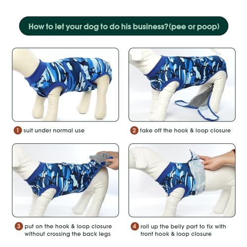 Kuoser Recovery Suit for Dogs Cats After Surgery, Professional Pet Recovery Shirt Dog Abdominal Wounds Bandages, Substitute E-Collar & Cone,Prevent Licking Dog Onesies Pet Surgery Recovery Suit