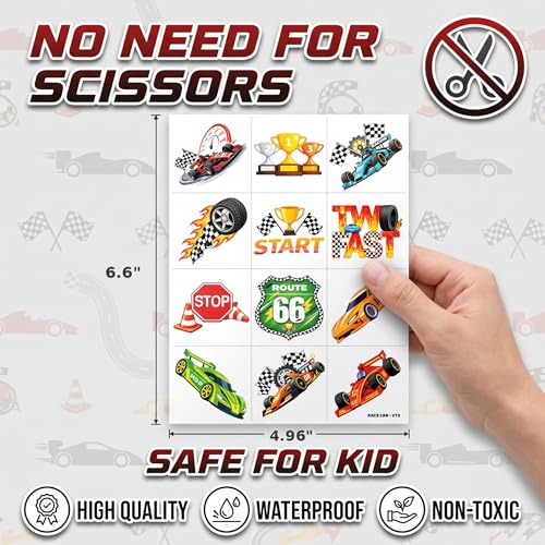 96 Race Car Temporary Tattoos for Kids | Colorful Designs
