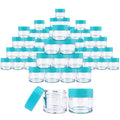 Beauticom¢ç 7 Gram / 7 ML (Quantity: 60 Pieces) Thick Wall Round Leak Proof Clear Acrylic Jars with Teal Lids for Beauty, Cream, Cosmetics, Salves, Scrubs